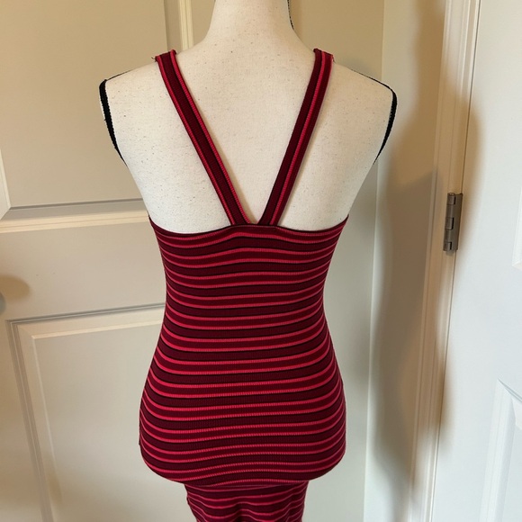 Topshop bodycon short red and pink striped dress - Picture 2 of 3